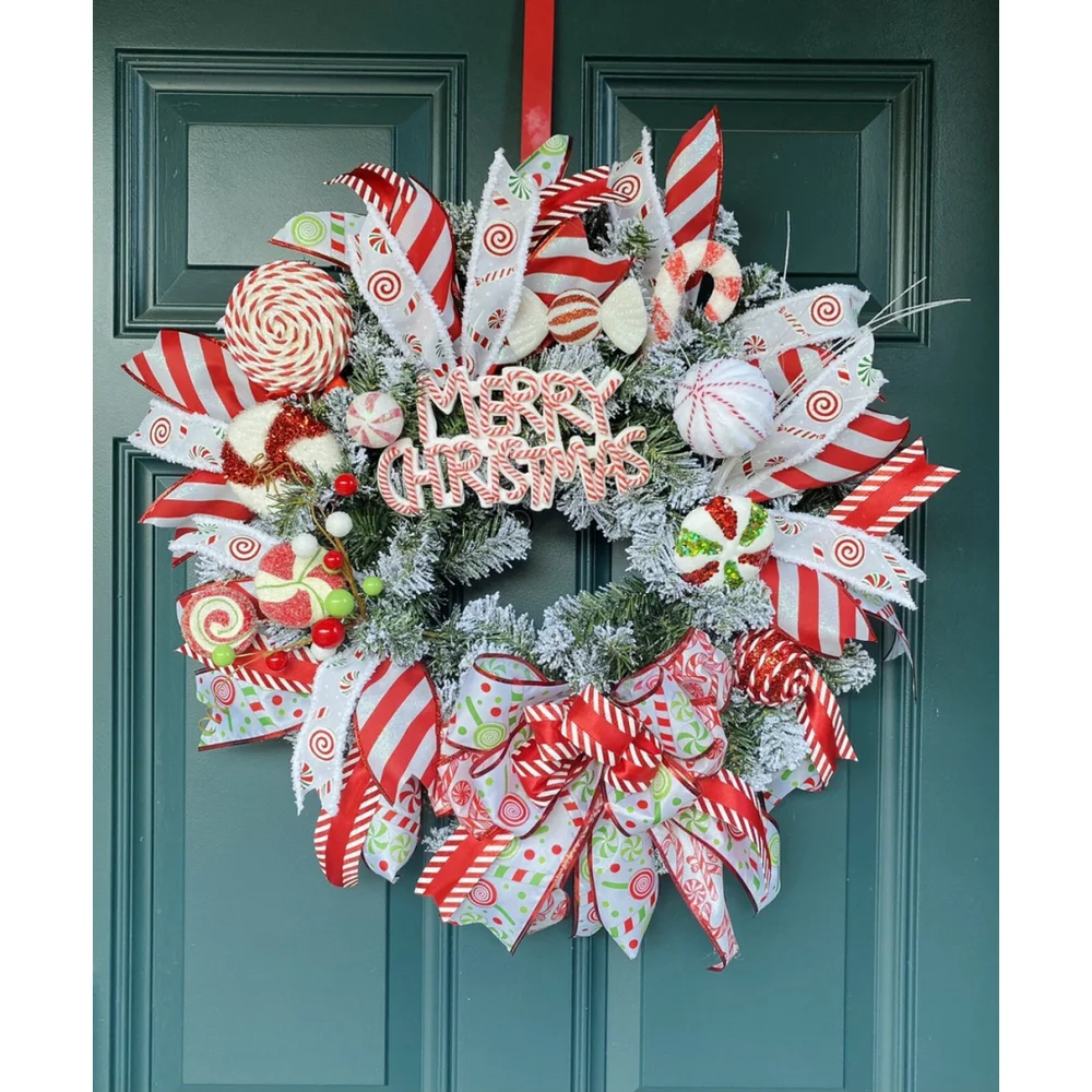 Candy cane wreath, peppermint wreath, christmas wreath, whimsical wreath